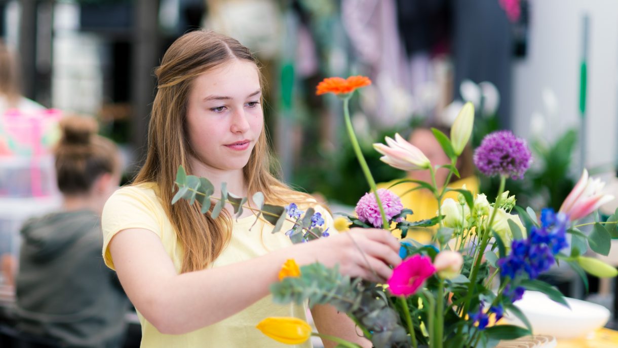 Student met boeket